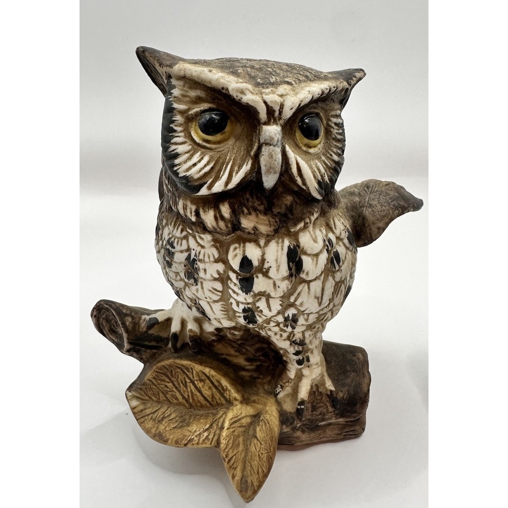Vintage 70s HOMCO Classic Owl Figurines 5" Set‎ Of 2 Ceramic Porcelain 1114